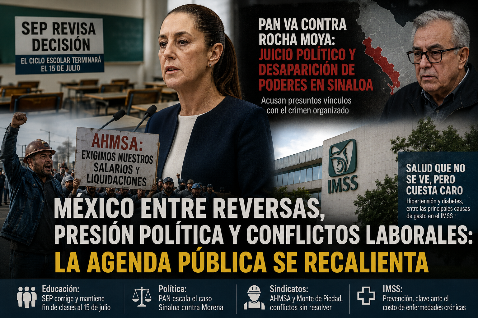 México entre reversas, presión política y conflictos laborales: la agenda pública se recalienta